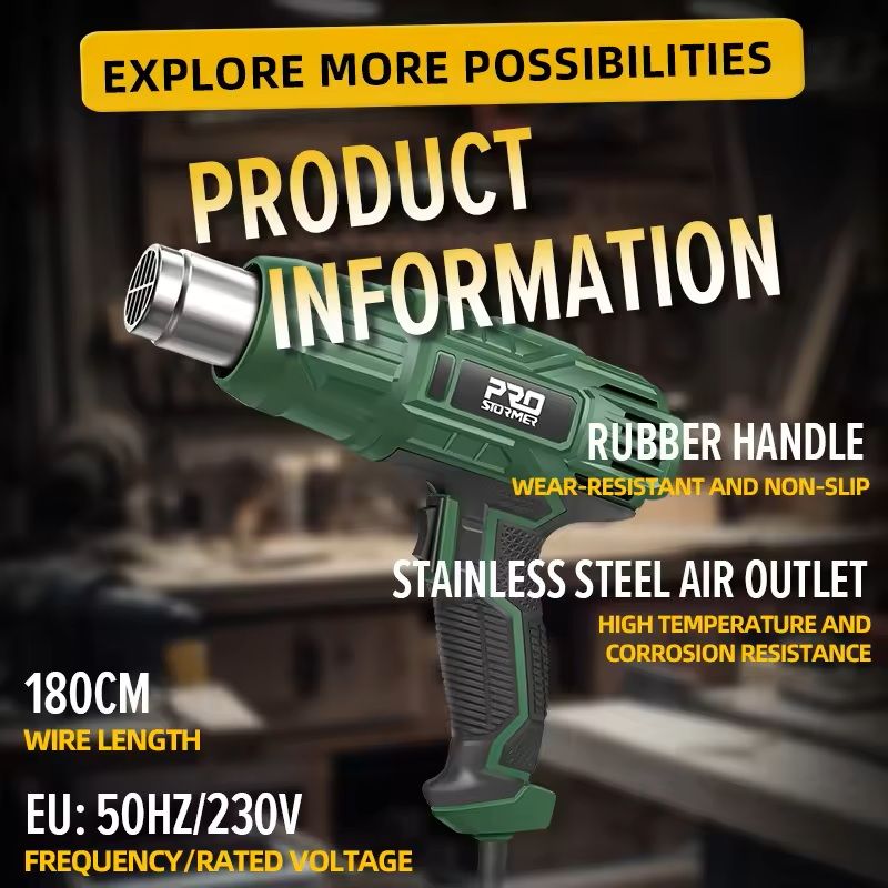 Electric Heat Gun With Adjustable Temperature And Nozzle Attachments 3
