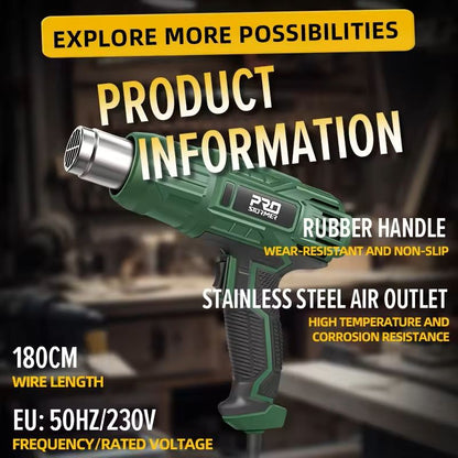 Electric Heat Gun With Adjustable Temperature And Nozzle Attachments 3