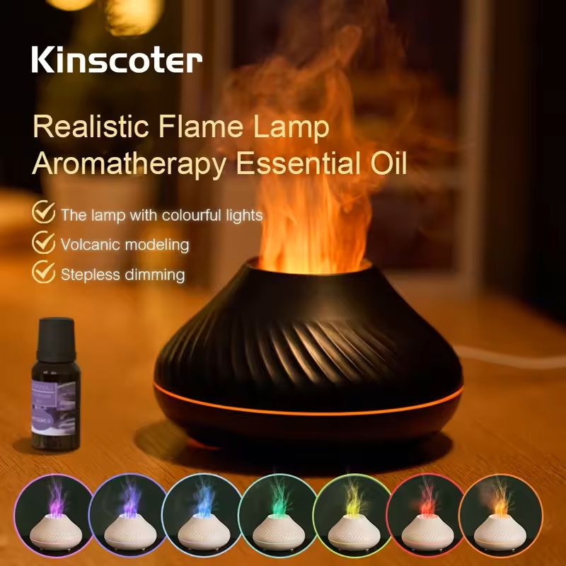 Volcanic Flame Aroma Diffuser and Essential Oil Humidifier with Night Light