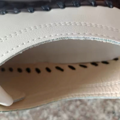 Womens Casual Leather Sneakers With Flat Sole And Lace Up Design 4