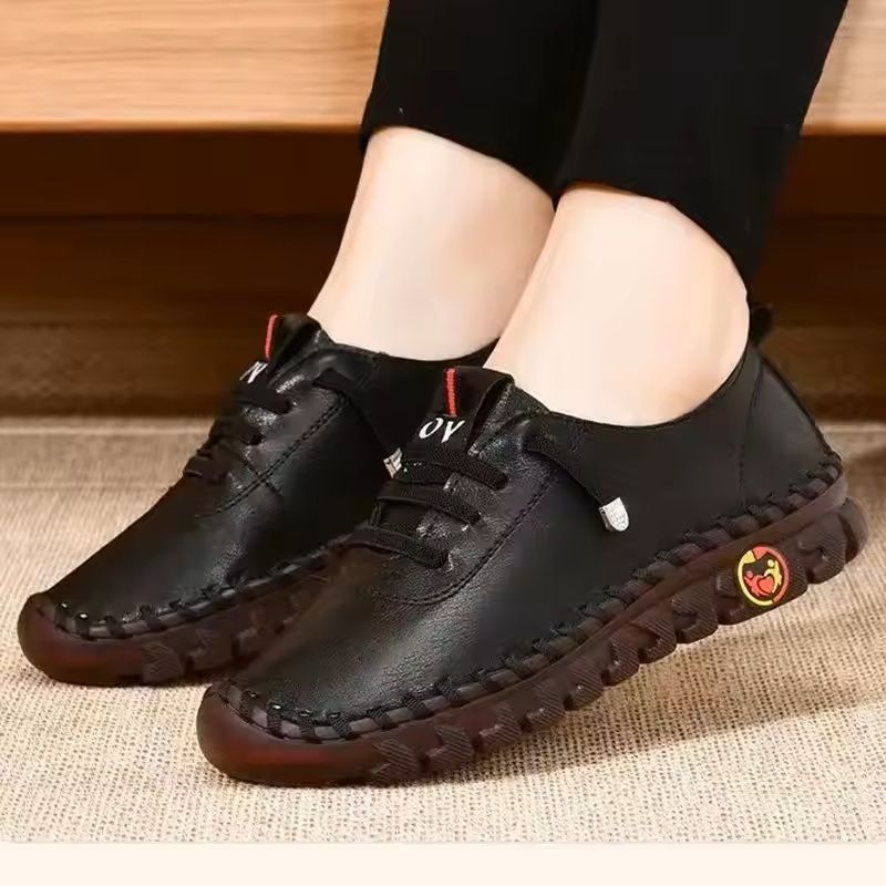 Womens Casual Leather Sneakers With Flat Sole And Lace Up Design 8
