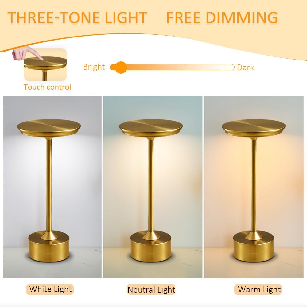 Wireless Touch Dimming LED Table Lamp  Rechargeable Ambient Light For Home Bar  Restaurant 5