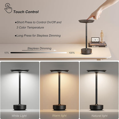 Wireless Touch Dimming LED Table Lamp  Rechargeable Ambient Light For Home Bar  Restaurant 3