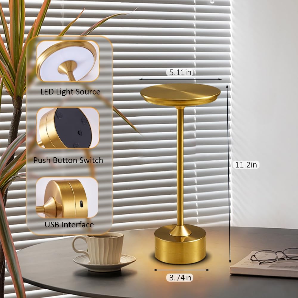 Wireless Touch Dimming LED Table Lamp  Rechargeable Ambient Light For Home Bar  Restaurant 1