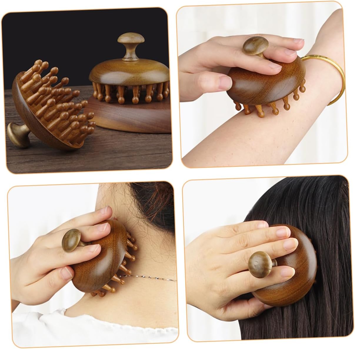 MultiFunctional Sandalwood Massage Comb  Scalp Stimulator  Body Guasha Tool 6