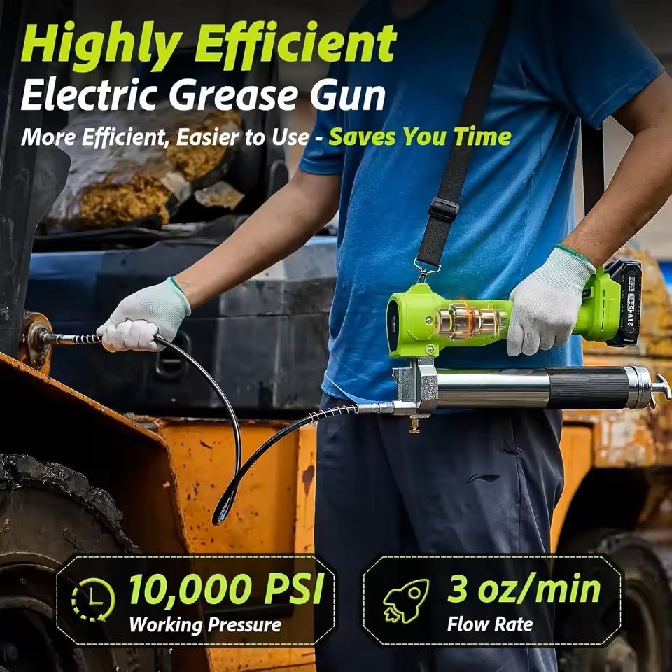Cordless Electric Grease Gun Kit With Batteries And Flexible Hose 1