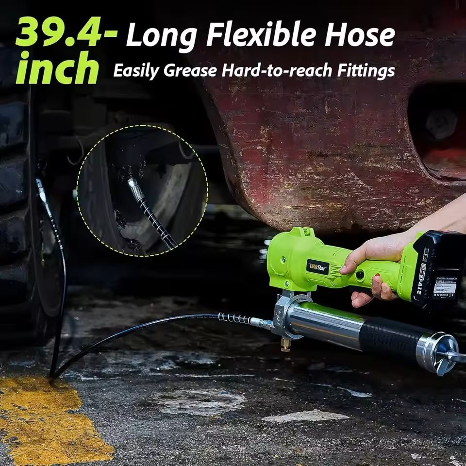 Cordless Electric Grease Gun Kit With Batteries And Flexible Hose 2