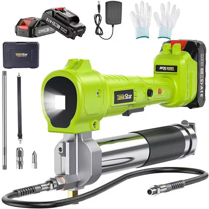Cordless Electric Grease Gun Kit with Batteries and Flexible Hose