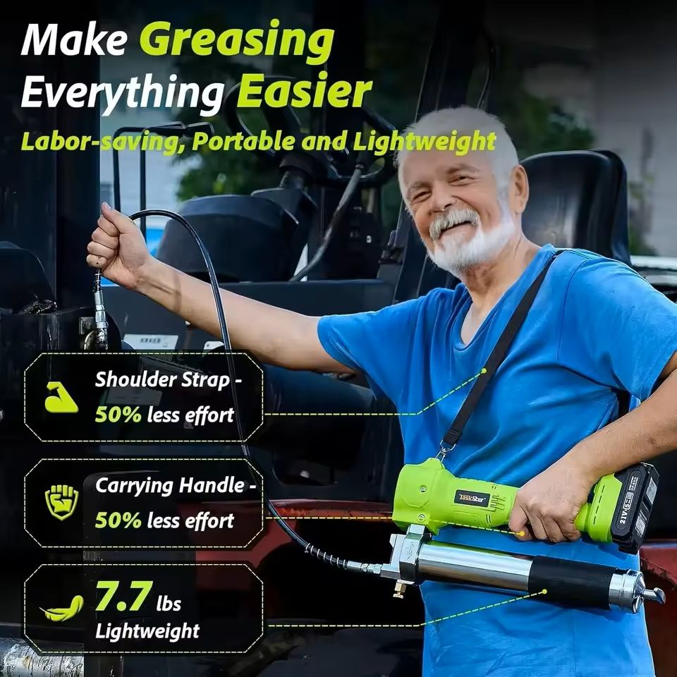 Cordless Electric Grease Gun Kit With Batteries And Flexible Hose 5