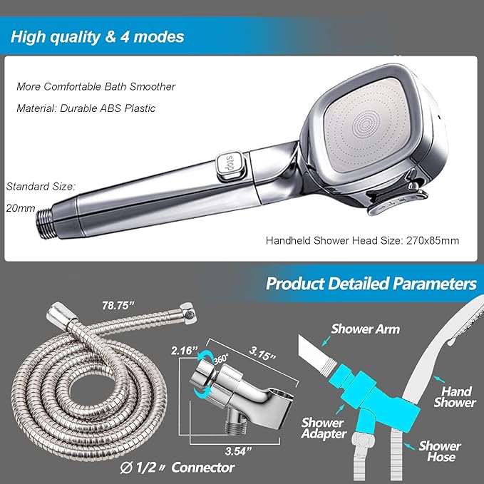 Xiaomi High Pressure Shower Head  3Mode Adjustable Sprayer For Efficient SpaLike Showers 4