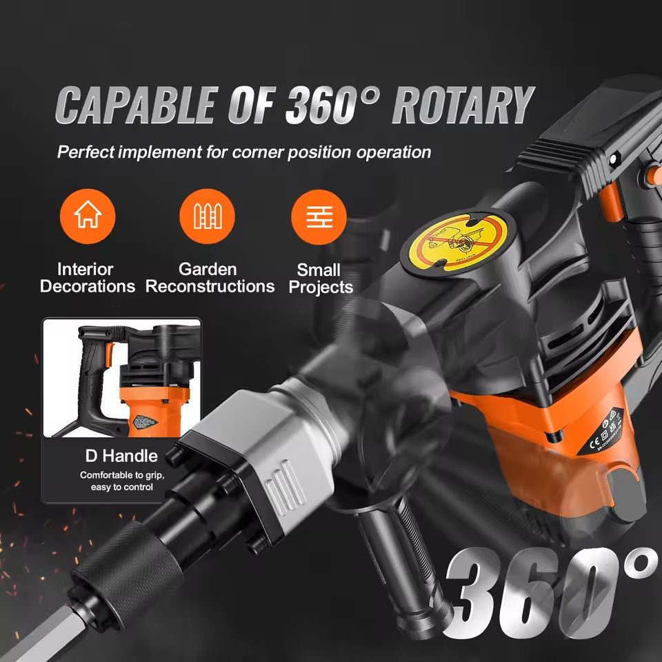Heavy Duty Electric Jackhammer With Chisels And Carry Case 2