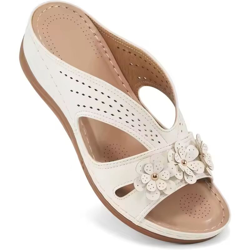 Women's Hollow Flower Wedge Sandals – Comfortable, Non-Slip Beach Platform Shoes