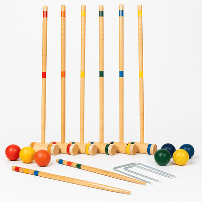 6-Player Wooden Croquet Set with Carrying Case – Backyard Lawn Game
