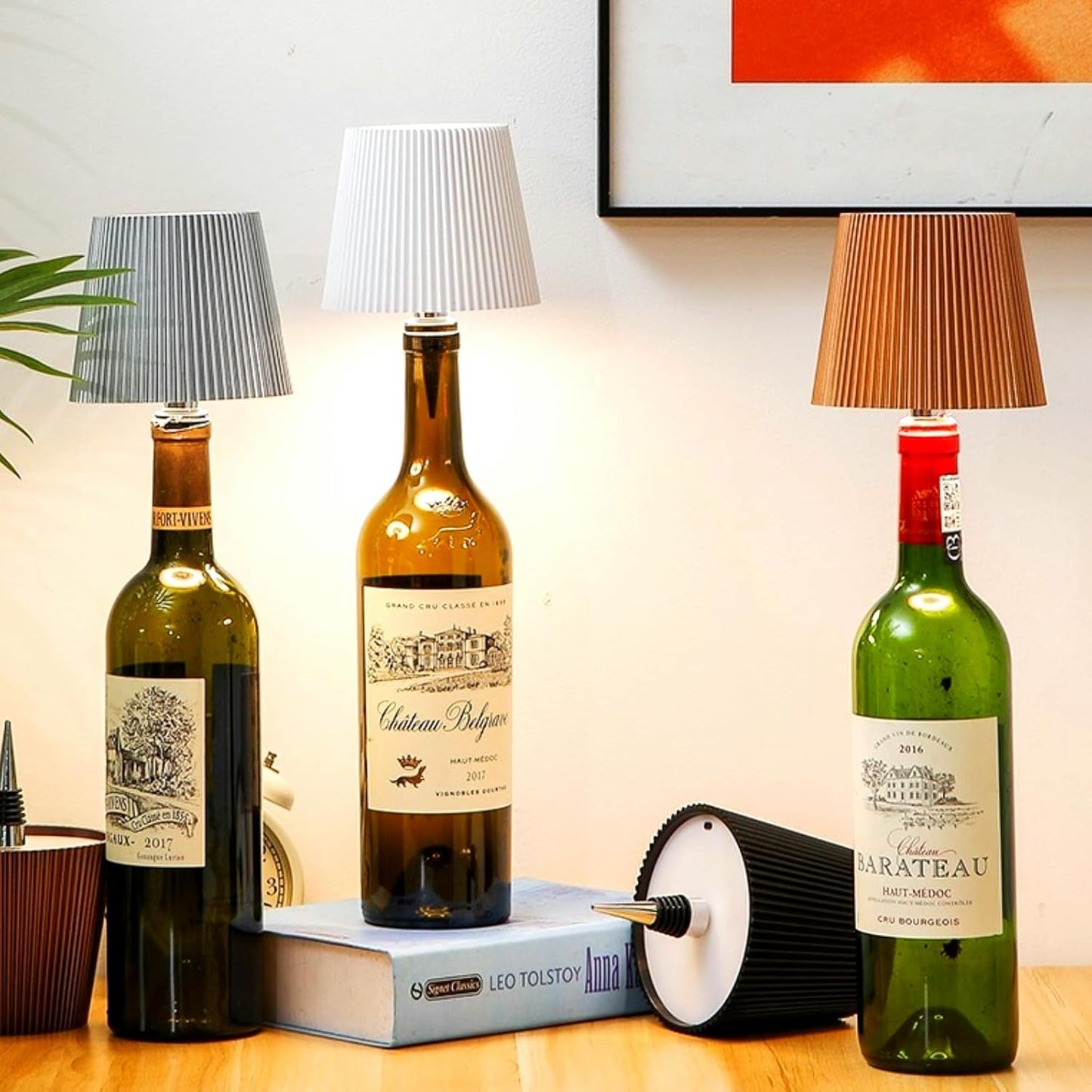 Wireless Bottle Table Lamp  Touch Control Night Light With 3 Color Modes  Stepless Dimming 3
