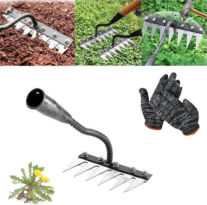 Carbon Steel Garden Hand Rake  5 To 8 Teeth Weeding  Soil Scarifier Tool For Farming  Landscaping 6
