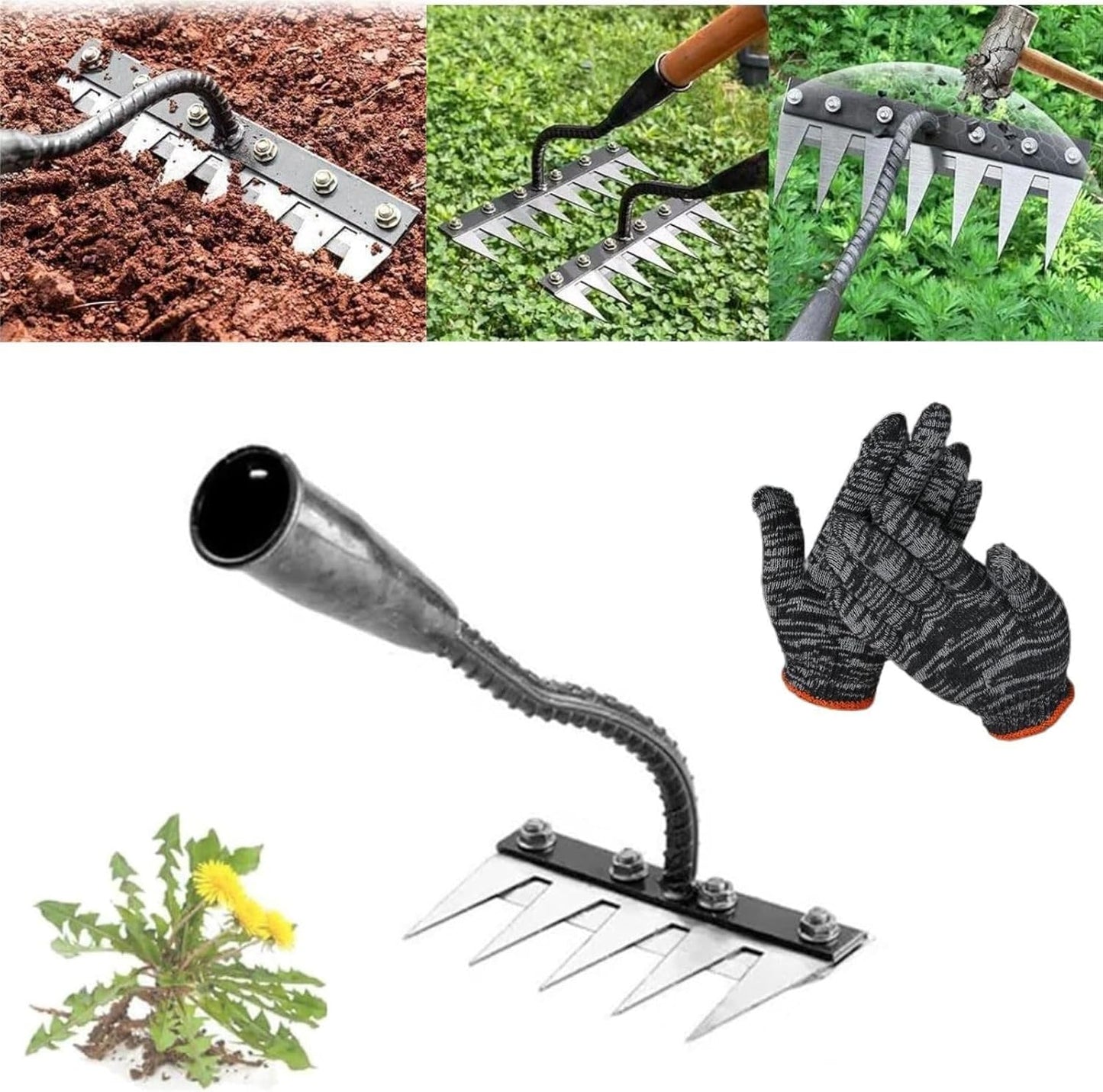 Carbon Steel Garden Hand Rake  5 To 8 Teeth Weeding  Soil Scarifier Tool For Farming  Landscaping 5