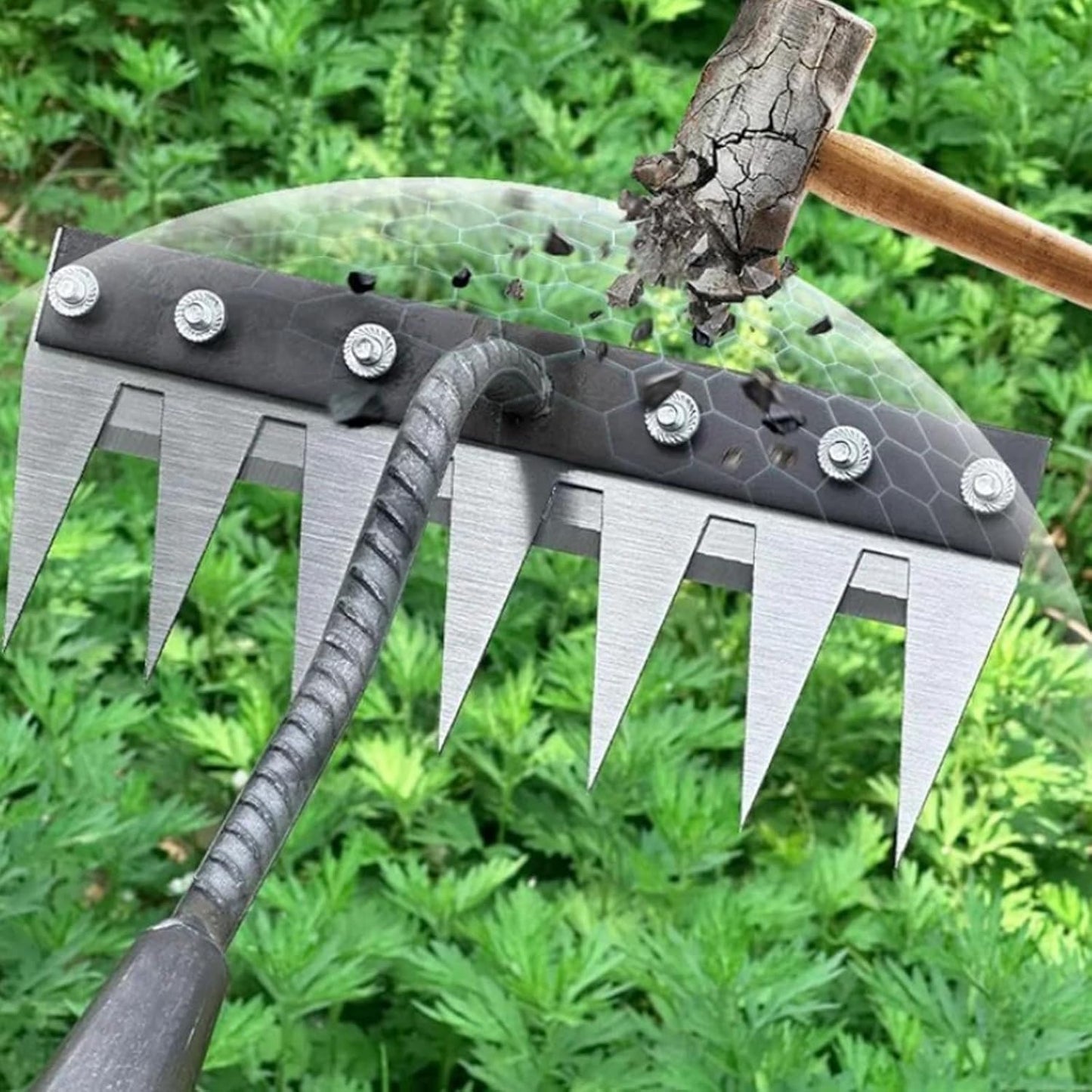 Carbon Steel Garden Hand Rake  5 To 8 Teeth Weeding  Soil Scarifier Tool For Farming  Landscaping 4