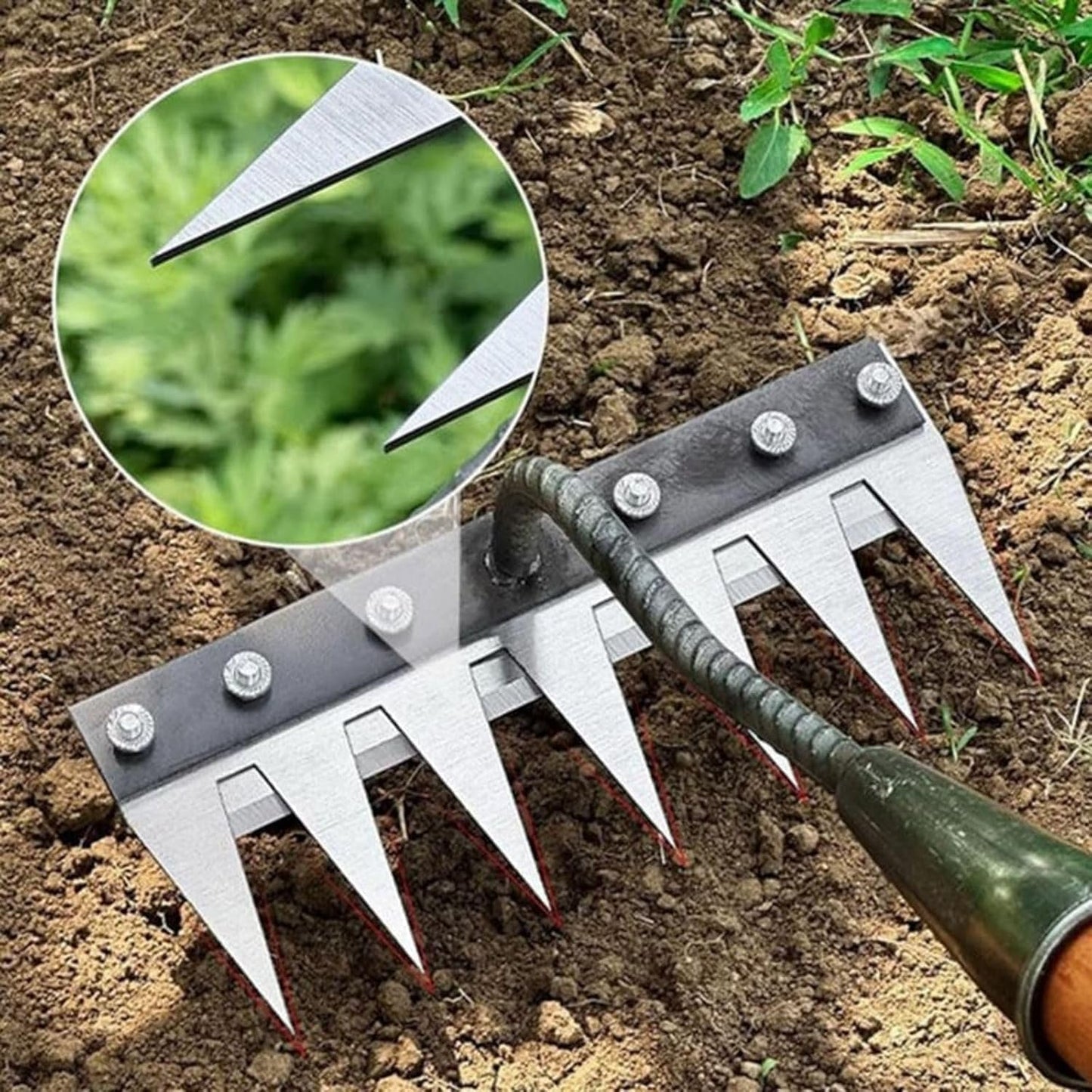 Carbon Steel Garden Hand Rake  5 To 8 Teeth Weeding  Soil Scarifier Tool For Farming  Landscaping 3