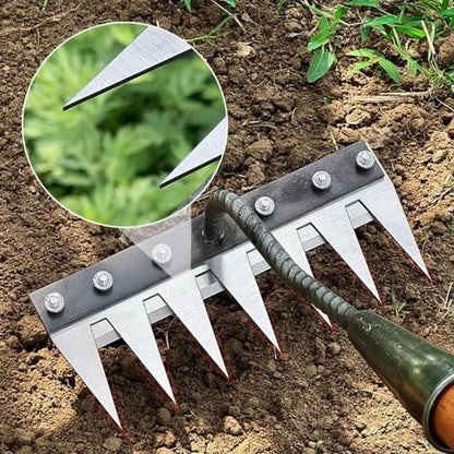 Carbon Steel Garden Hand Rake  5 To 8 Teeth Weeding  Soil Scarifier Tool For Farming  Landscaping 3