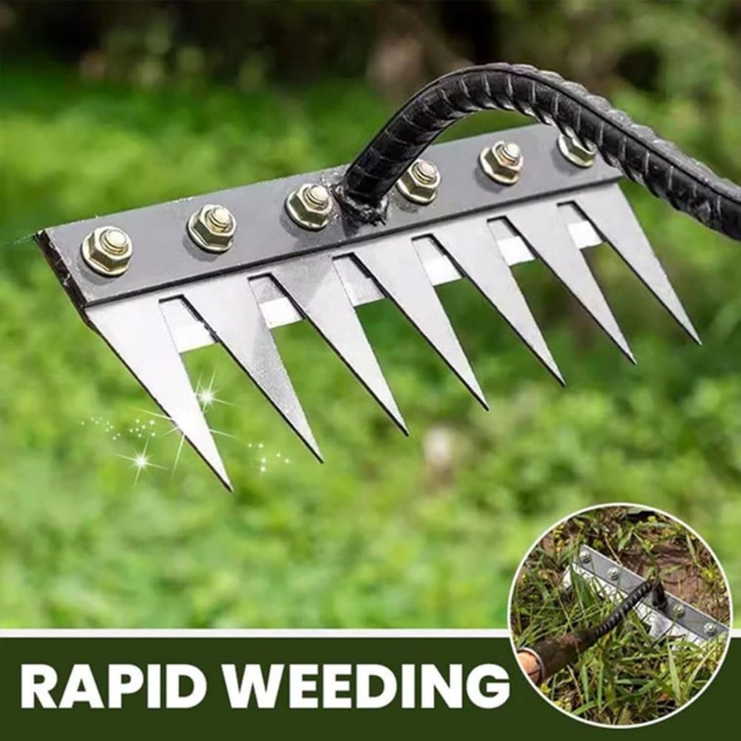 Carbon Steel Garden Hand Rake  5 To 8 Teeth Weeding  Soil Scarifier Tool For Farming  Landscaping 2