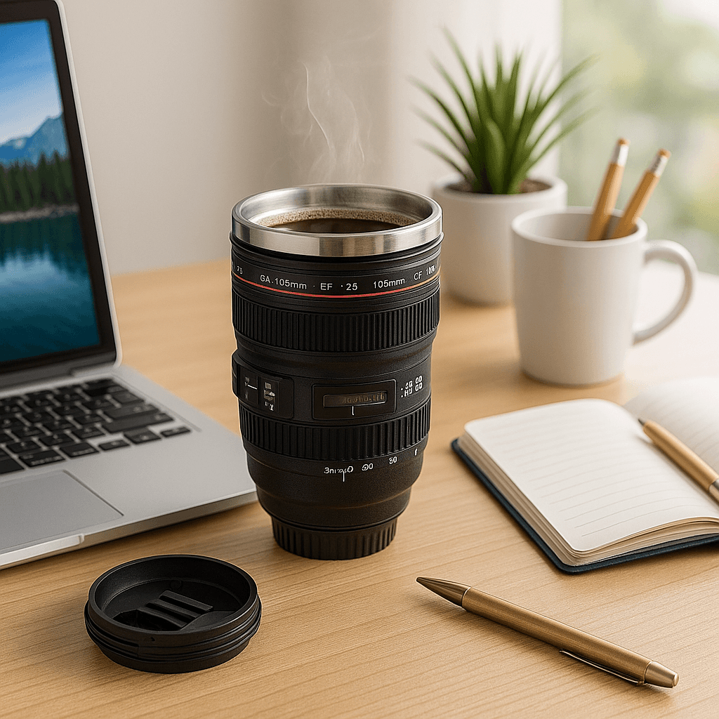 Camera Lens Travel Coffee Mug Stainless Steel Thermos Cup For Photographer 1