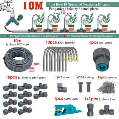 Adjustable Garden Misting System With Flexible Brass Spray Kit  Cooling Fogging  Watering Hose 1