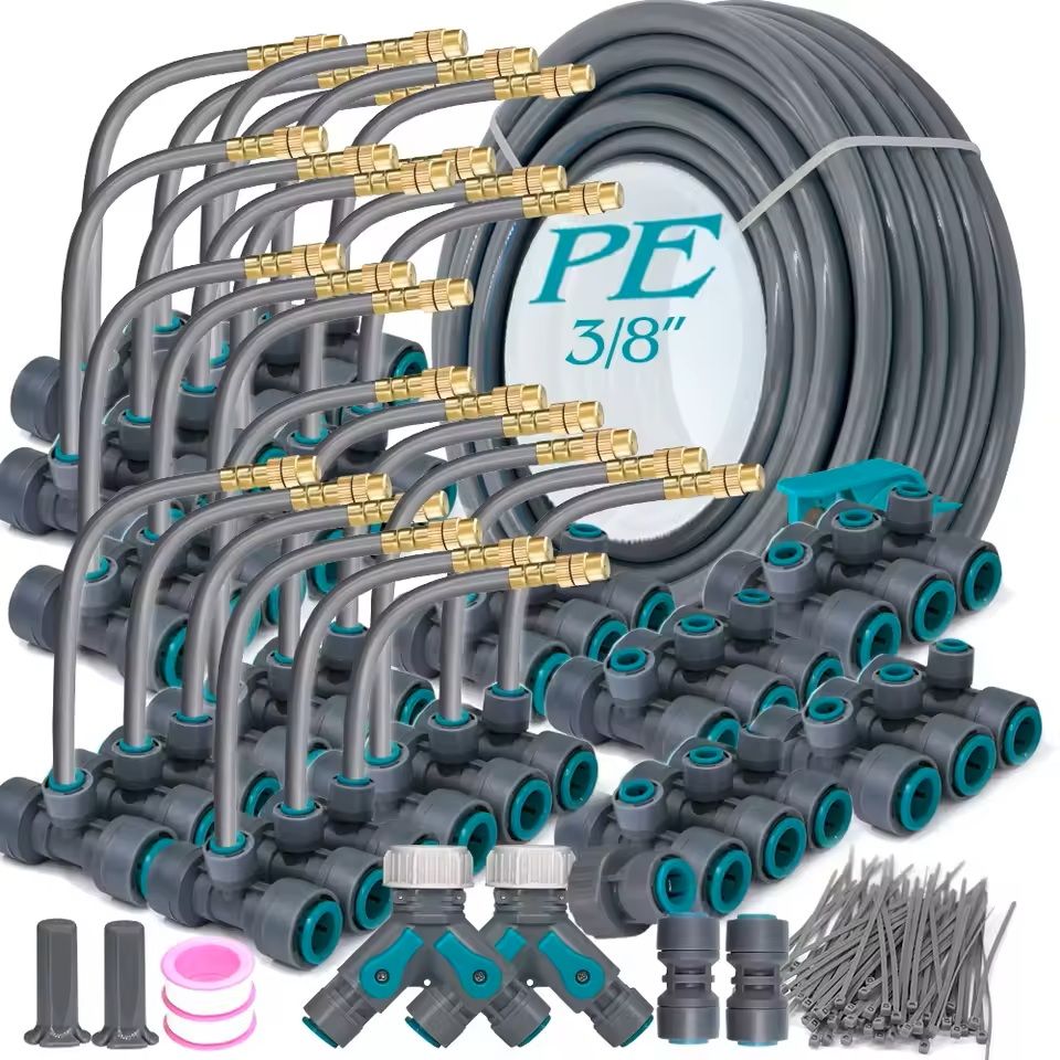 Adjustable Garden Misting System With Flexible Brass Spray Kit  Cooling Fogging  Watering Hose 3