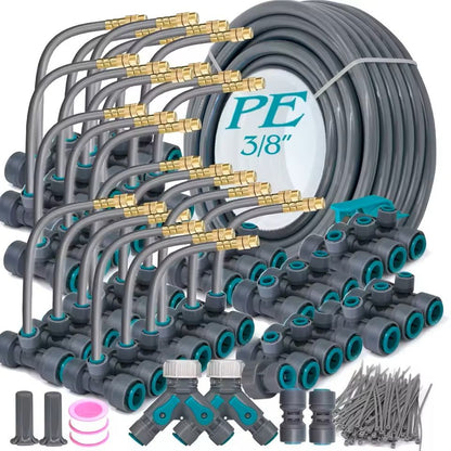 Adjustable Garden Misting System With Flexible Brass Spray Kit  Cooling Fogging  Watering Hose 3
