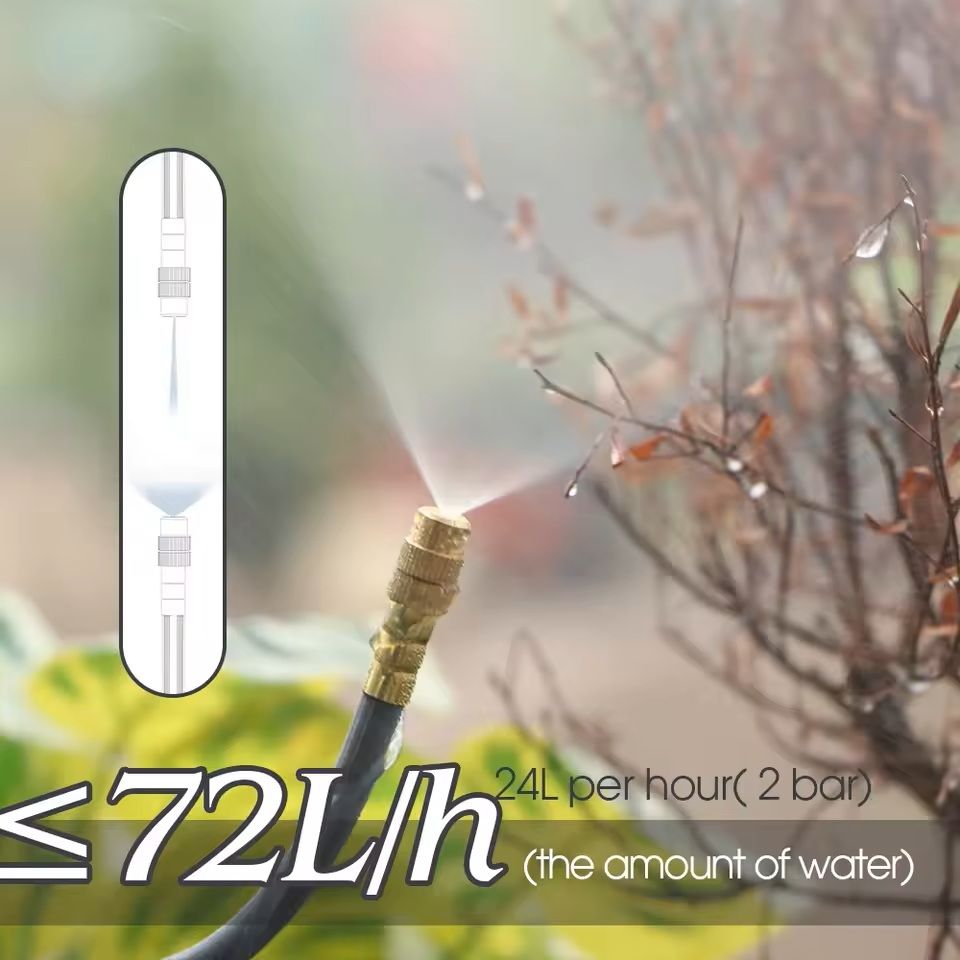 Adjustable Garden Misting System With Flexible Brass Spray Kit  Cooling Fogging  Watering Hose 5