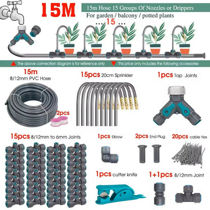 Adjustable Garden Misting System With Flexible Brass Spray Kit  Cooling Fogging  Watering Hose 8