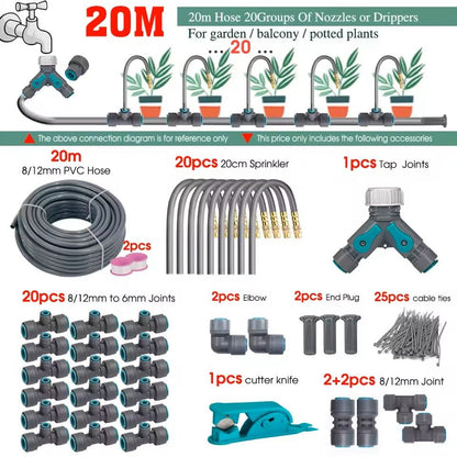 Adjustable Garden Misting System With Flexible Brass Spray Kit  Cooling Fogging  Watering Hose 12