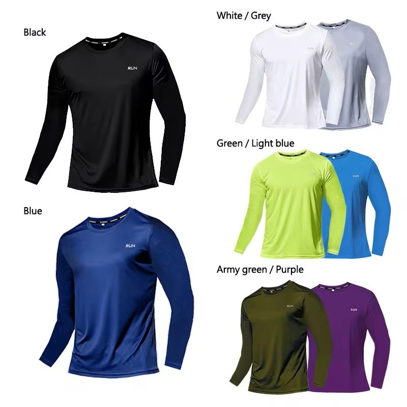 Mens Ice Silk Long Sleeve T-Shirt – Quick-Dry Breathable Sun Protection