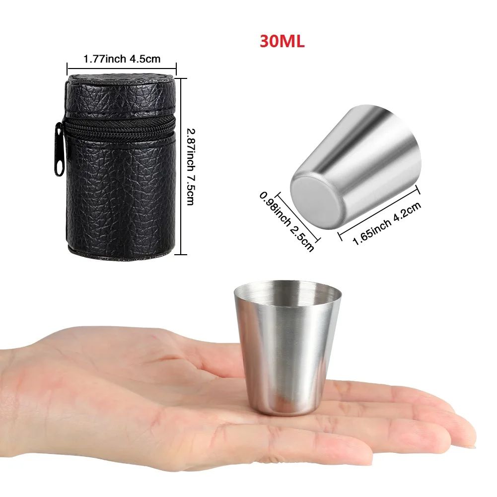 Outdoor Stainless Steel Cups Set Portable Travel Glasses For Whisky Wine With Case Mini Reusable Dr