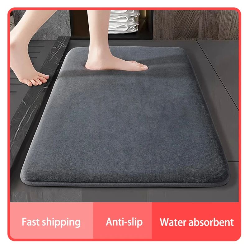 Super Absorbent Floor Mat, Anti-Slip Coral Velvet Bathroom Rug, Quick Dry Bath Mat for Doorways, Showers