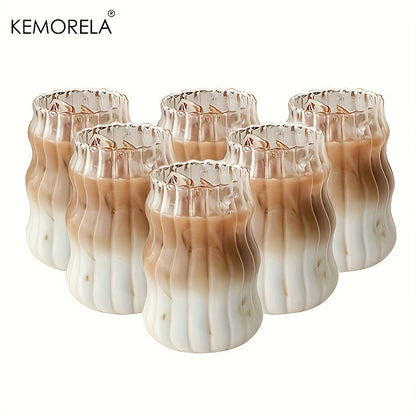 INS Glass Cup HeatResistant Tumbler For Coffee Tea Juice  Milk Transparent Stripe Design Home Water 3