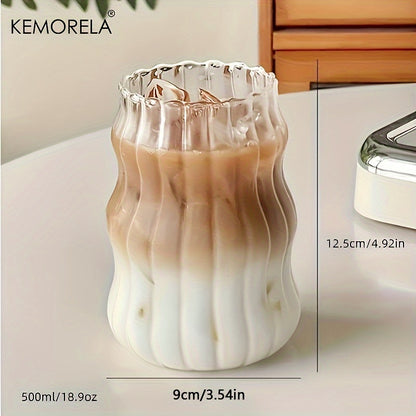 INS Glass Cup HeatResistant Tumbler For Coffee Tea Juice  Milk Transparent Stripe Design Home Water 4