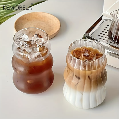 INS Glass Cup HeatResistant Tumbler For Coffee Tea Juice  Milk Transparent Stripe Design Home Water 2