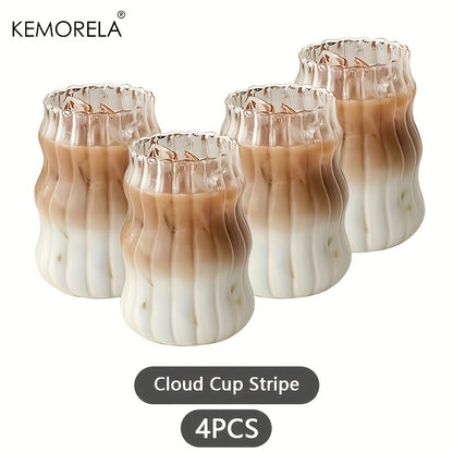 INS Glass Cup HeatResistant Tumbler For Coffee Tea Juice  Milk Transparent Stripe Design Home Water 7