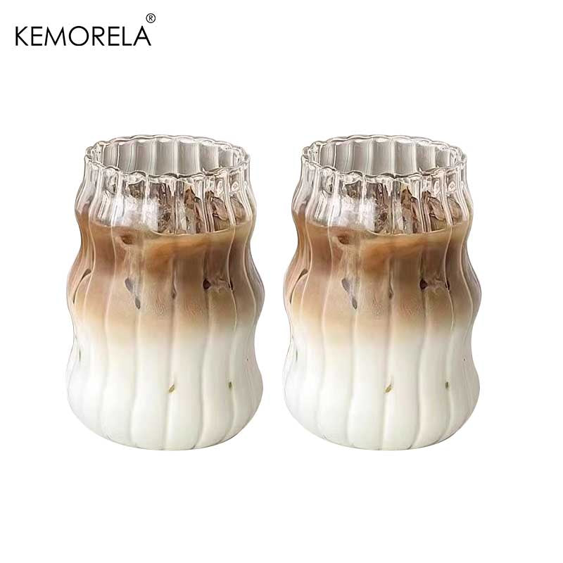 INS Glass Cup HeatResistant Tumbler For Coffee Tea Juice  Milk Transparent Stripe Design Home Water 6