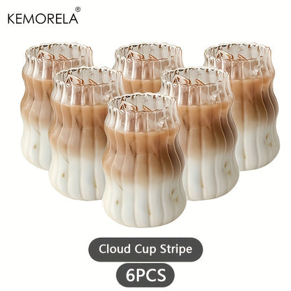 INS Glass Cup HeatResistant Tumbler For Coffee Tea Juice  Milk Transparent Stripe Design Home Water 8