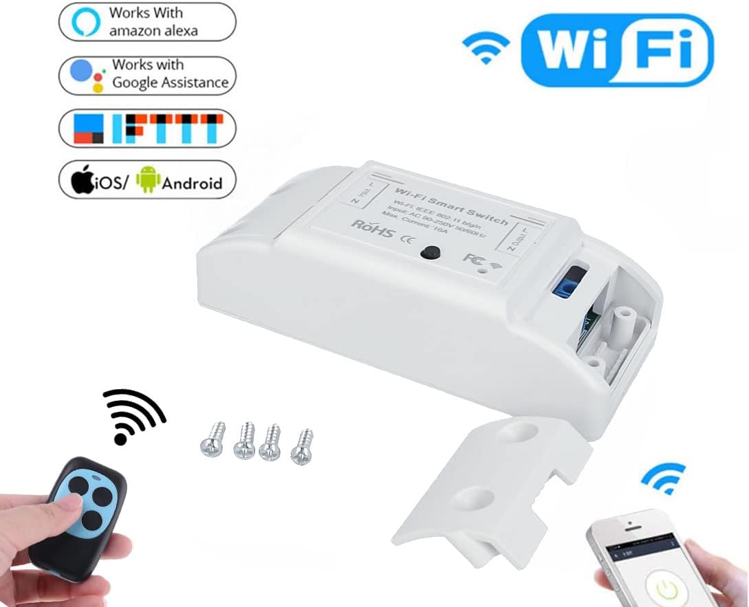 16A WiFi Smart Switch – Wireless Relay Breaker with Alexa & Google Home Voice Control (eWeLink Compatible)