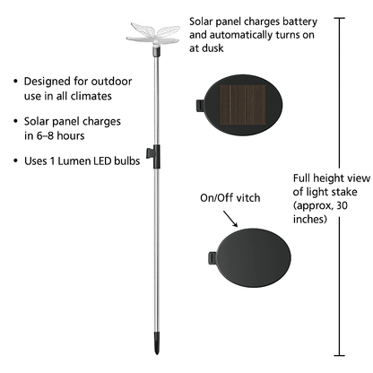 3Pack Solar Garden Lights  Butterfly Hummingbird  Dragonfly 30 High 2