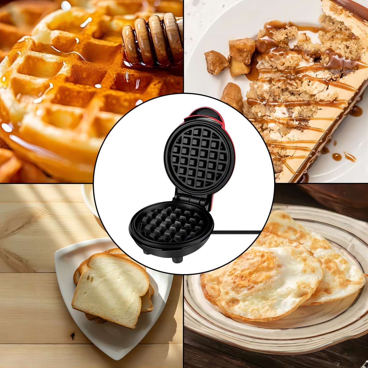 Fully Automatic Sandwich Cake Baking Tray Electric Breakfast Waffle Maker  Biscuit Machine 4