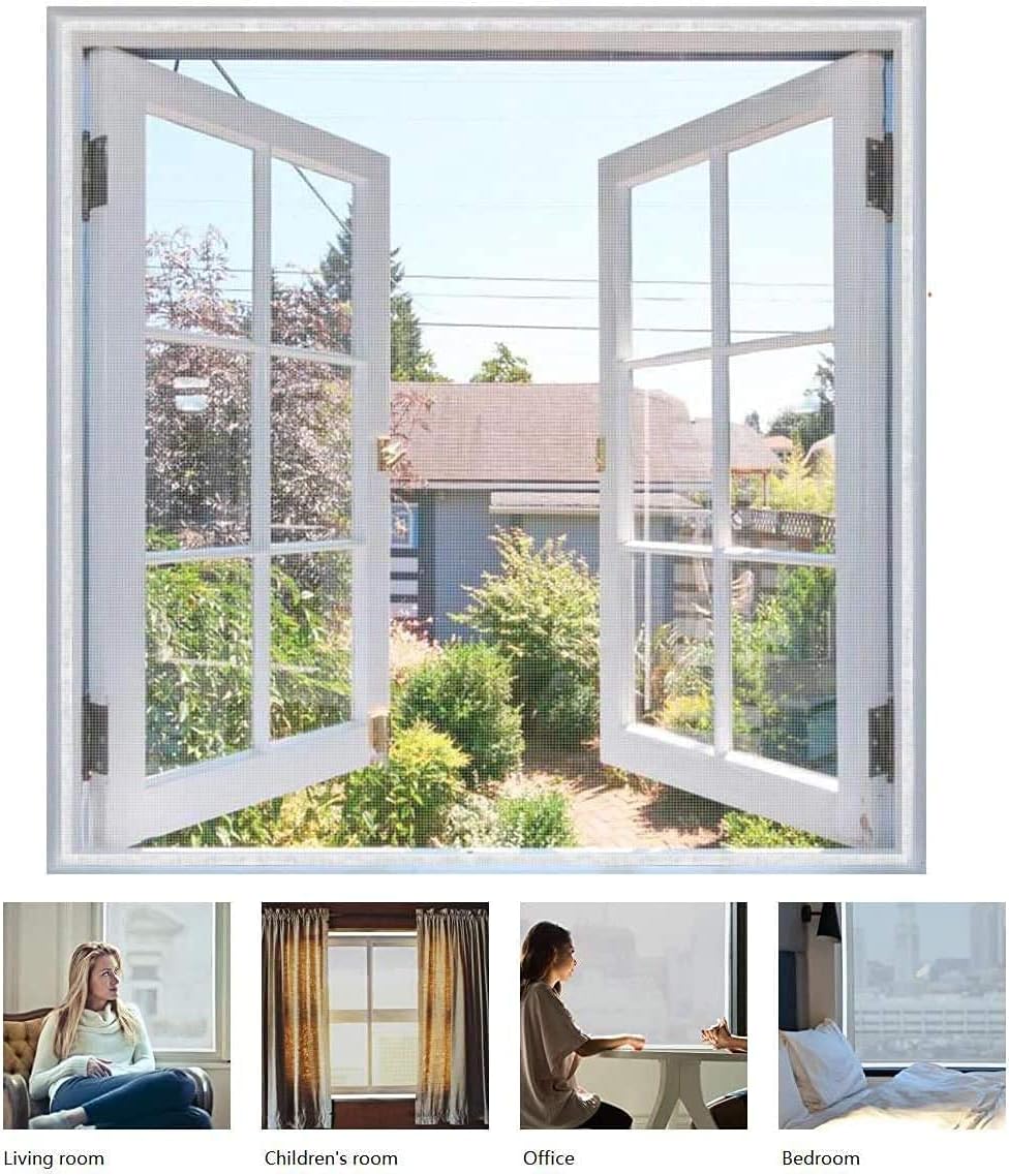 White MosquitoProof Window  Door Screen Customizable Insect Netting for Summer Ventilation