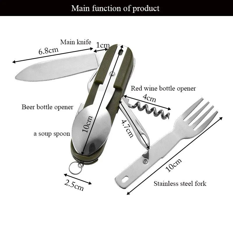 Stainless Steel Foldable Outdoor Tableware Set Camping Picnic Hiking Travel Dinnerware Kit With For 2