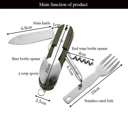 Stainless Steel Foldable Outdoor Tableware Set Camping Picnic Hiking Travel Dinnerware Kit With For 2