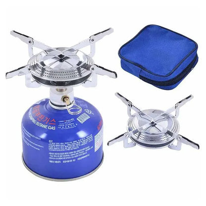 Windproof Camping Gas Stove, Portable, Foldable Backpack Stove with Piezo Ignition for Outdoor Cooking, Hiking
