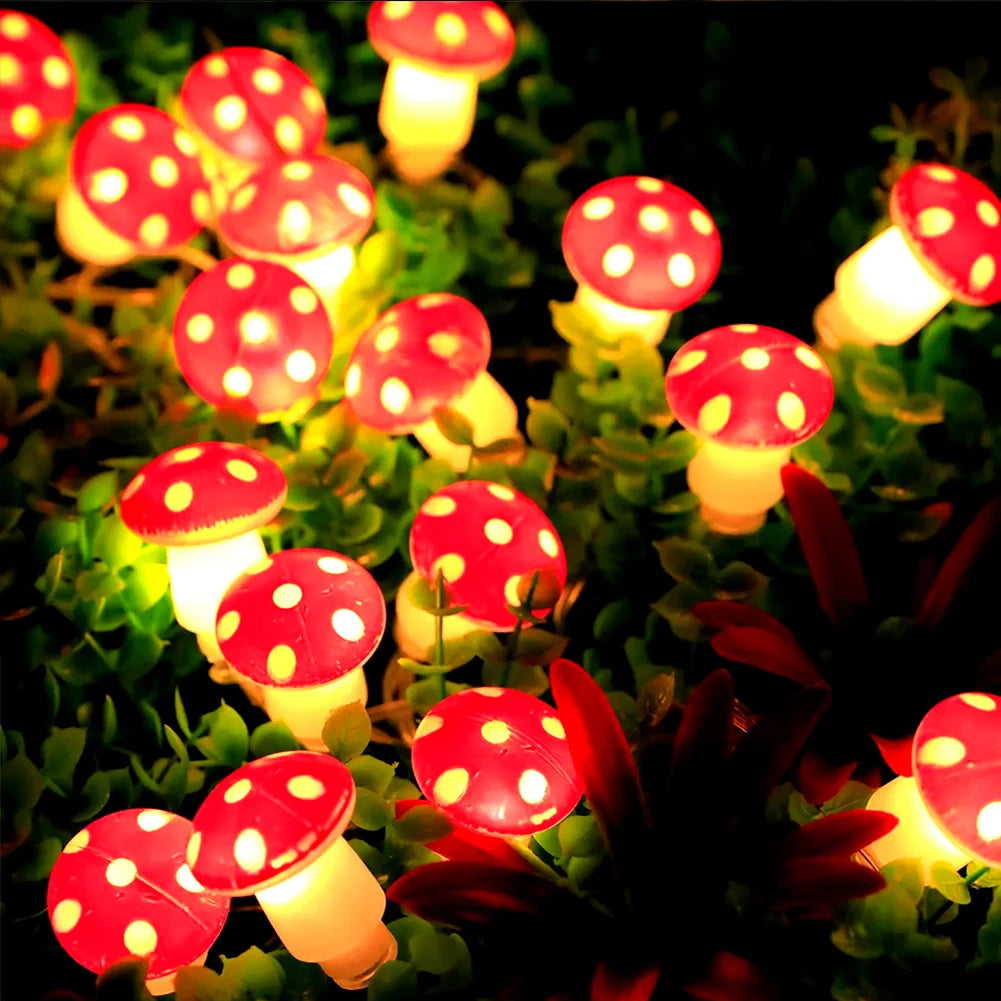 Whimsical Mushroom LED Fairy String Lights, Indoor Decorative Christmas & Party Ambience