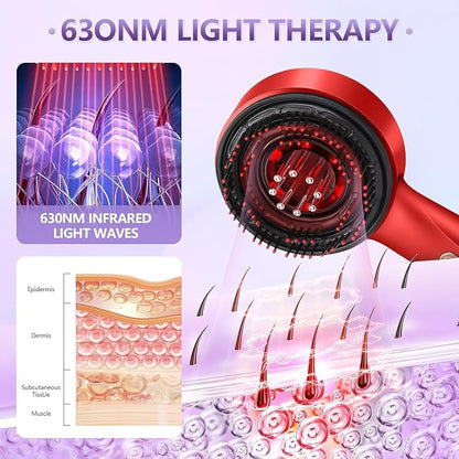 Electric Scalp Massage Comb with Red Light Therapy – Hair Growth Stimulator & Oil Applicator for Anti-Hair Loss Care