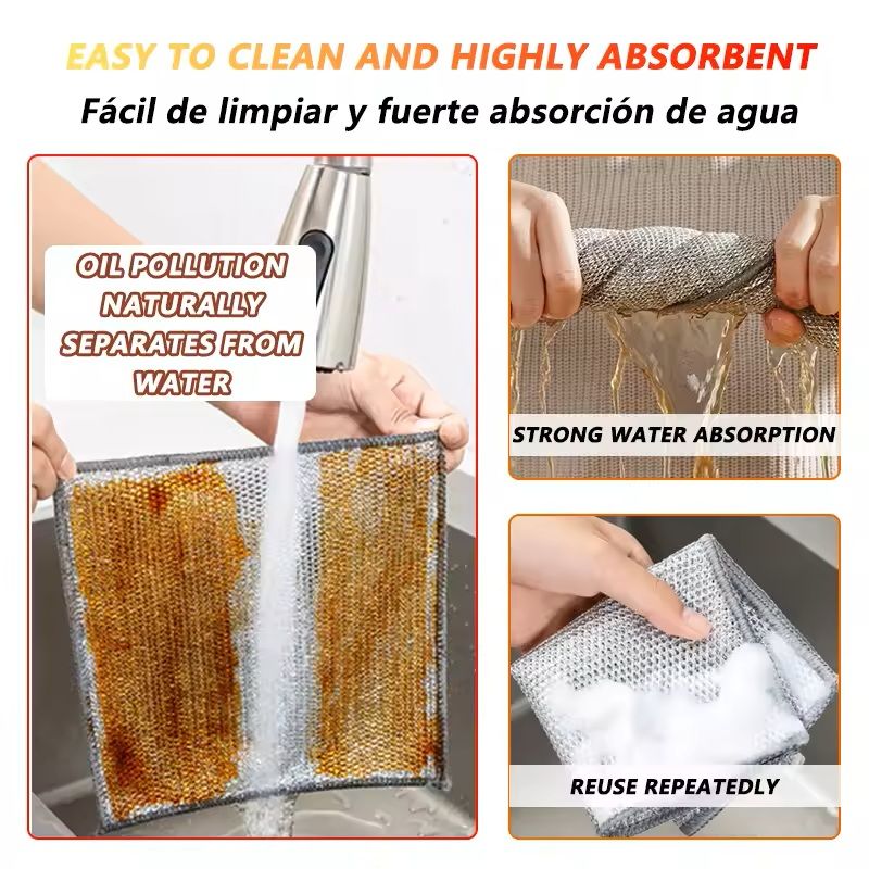 Magic Multipurpose Dishwashing Cloth Wire Mesh Scrubber For Kitchen And Home Cleaning 5